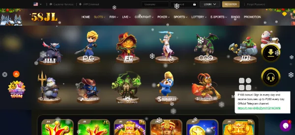 58JL slots offer a ton of games and cool themes