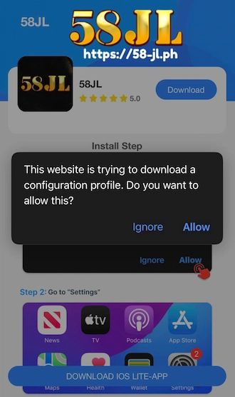 Tap "Allow download" on this notification.