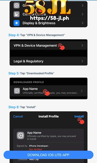 select the 8JL app profile and proceed to install it on your iPhone.