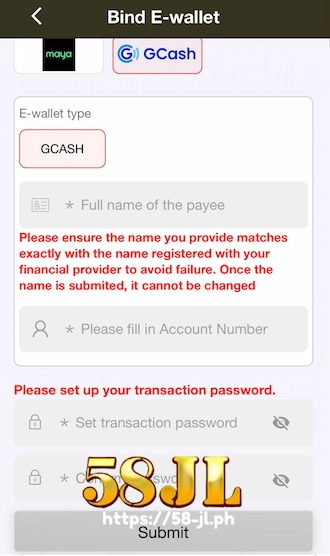Fill in the withdrawal address information and create a transaction password